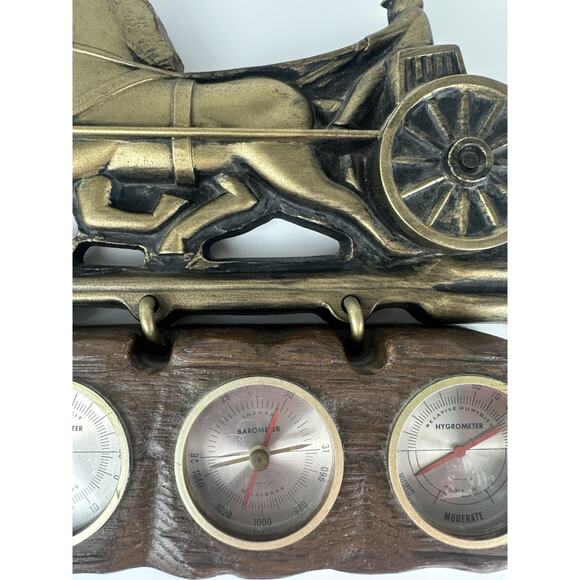 Vintage Barometer Humidity Thermometer MCM Retro Equestrian - Picture 3 of 9